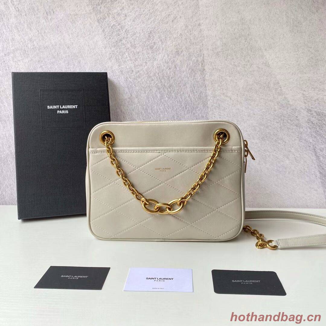 YSL LE MAILLON SMALL CHAIN BAG IN QUILTED LAMBSKIN 6693081 BLANC VINTAGE