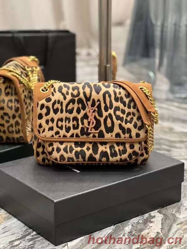 YSL NIKI MEDIUM IN Leopard hair Y533158 BROWN