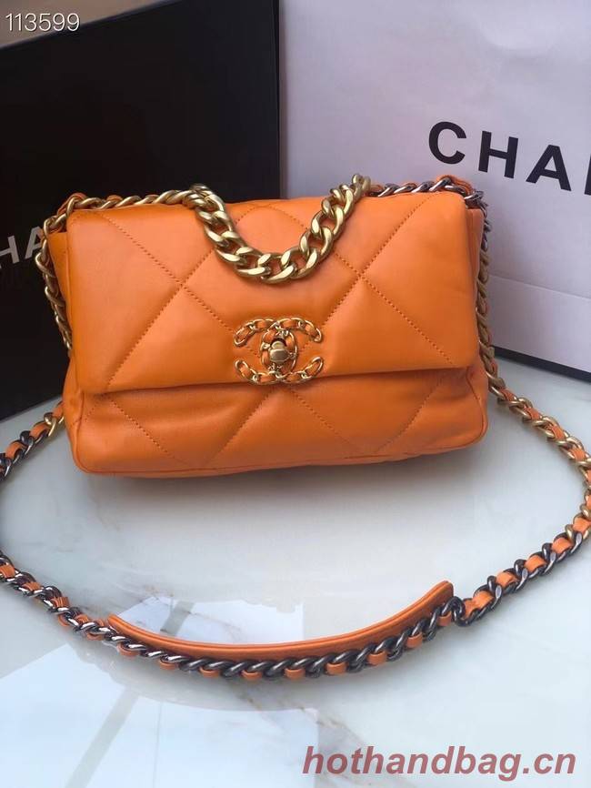 CHANEL Lambskin 19 Flap Bag AS1160 orange