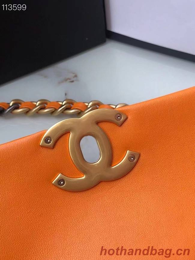 CHANEL Lambskin 19 Flap Bag AS1160 orange