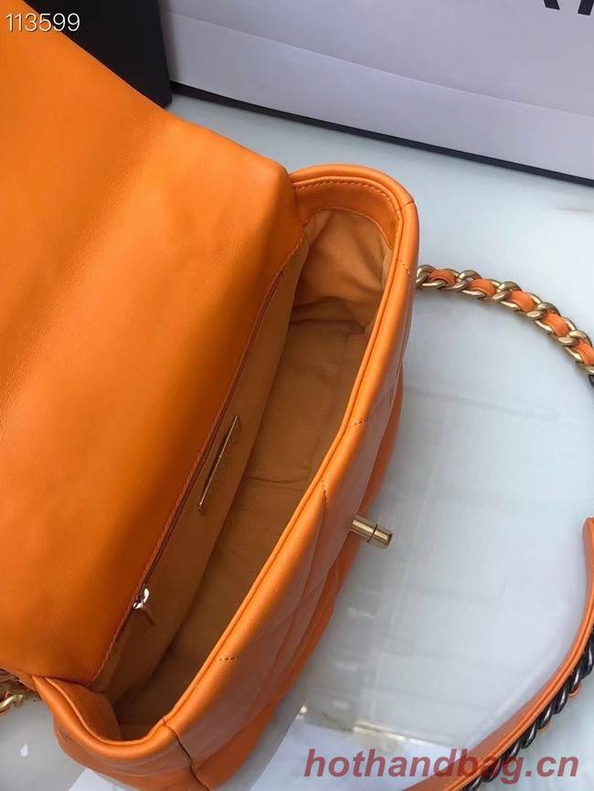 CHANEL Lambskin 19 Flap Bag AS1160 orange