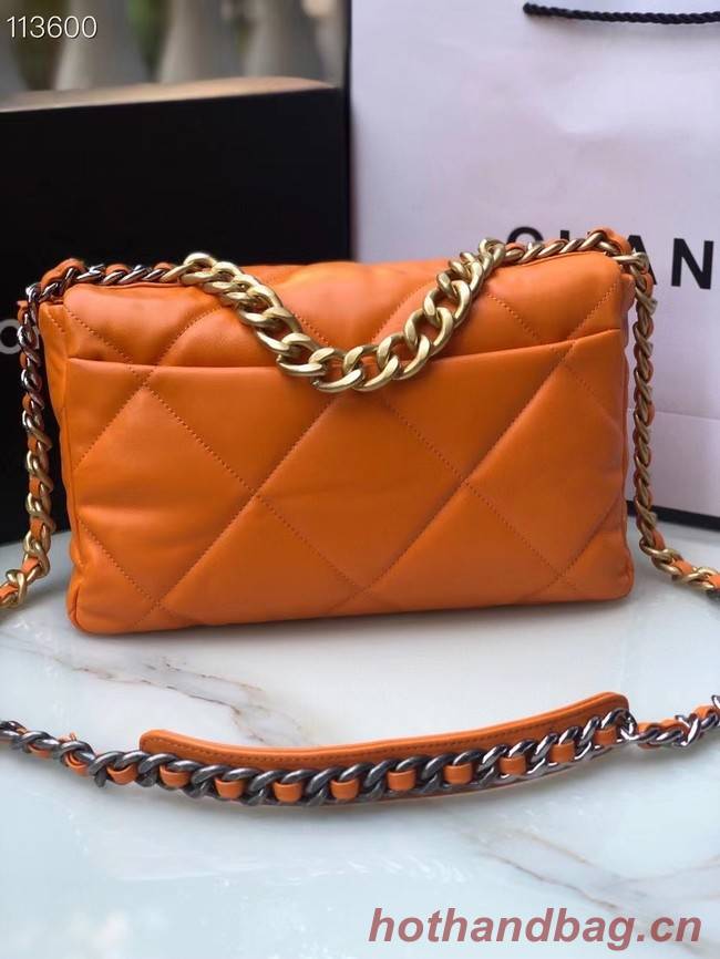 CHANEL Lambskin 19 Flap Bag AS1161 orange