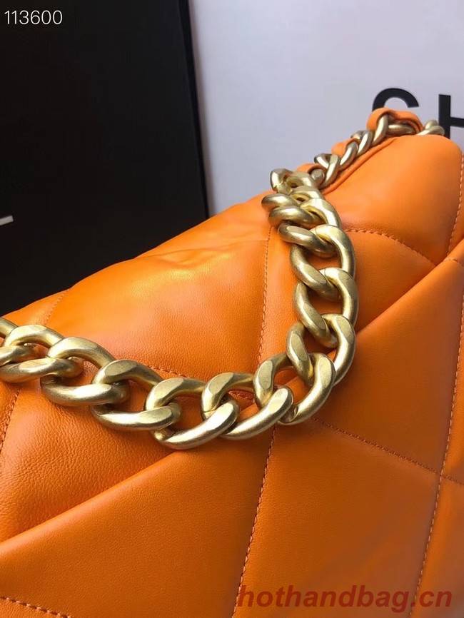 CHANEL Lambskin 19 Flap Bag AS1161 orange