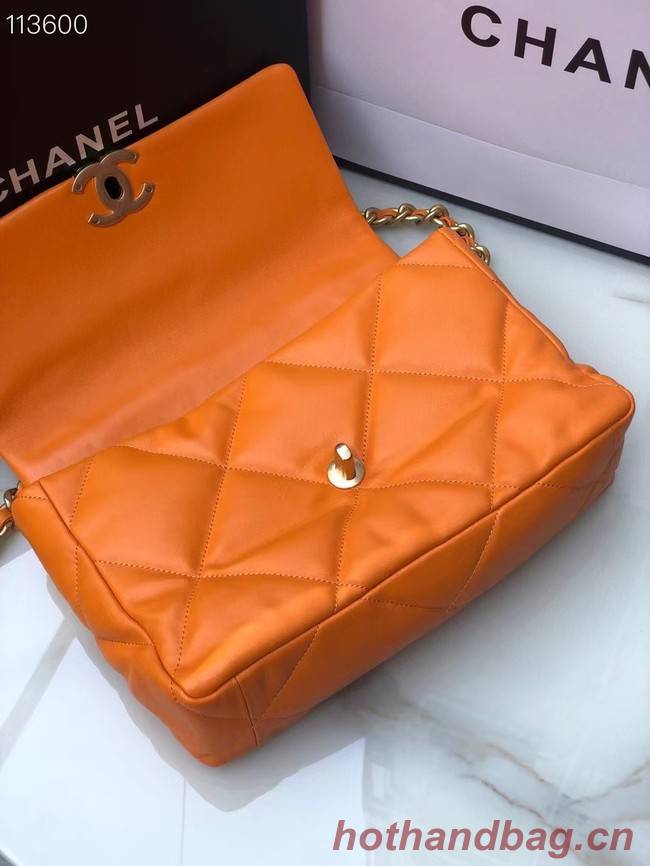 CHANEL Lambskin 19 Flap Bag AS1161 orange