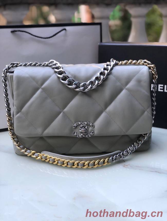 CHANEL Lambskin 19 Flap Bag AS1162 gray