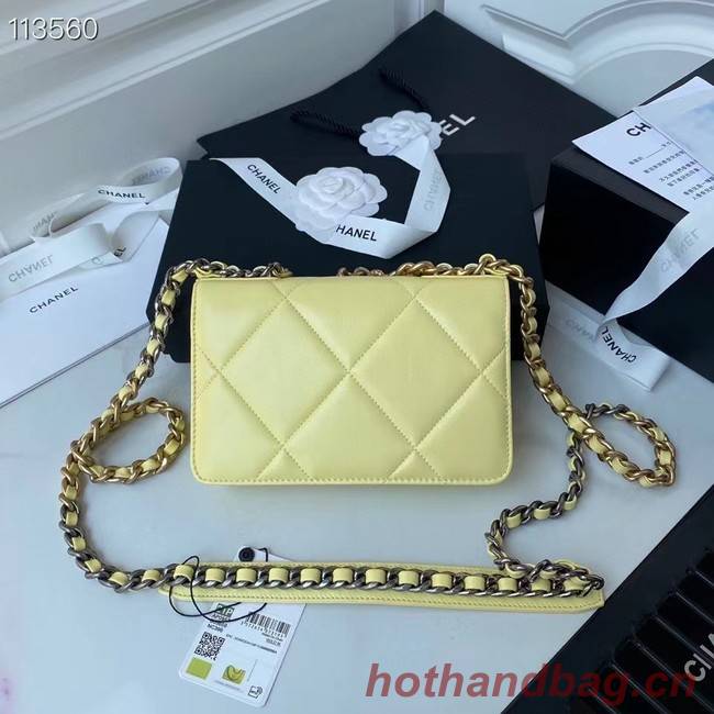 Chanel 19 Classic Sheepskin Leather Chain Wallet AP0957 LIGHT YELLOW