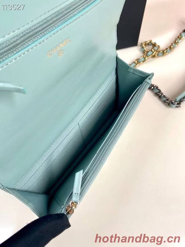 Chanel 19 Classic Sheepskin Leather Chain Wallet AP0957 sky blue