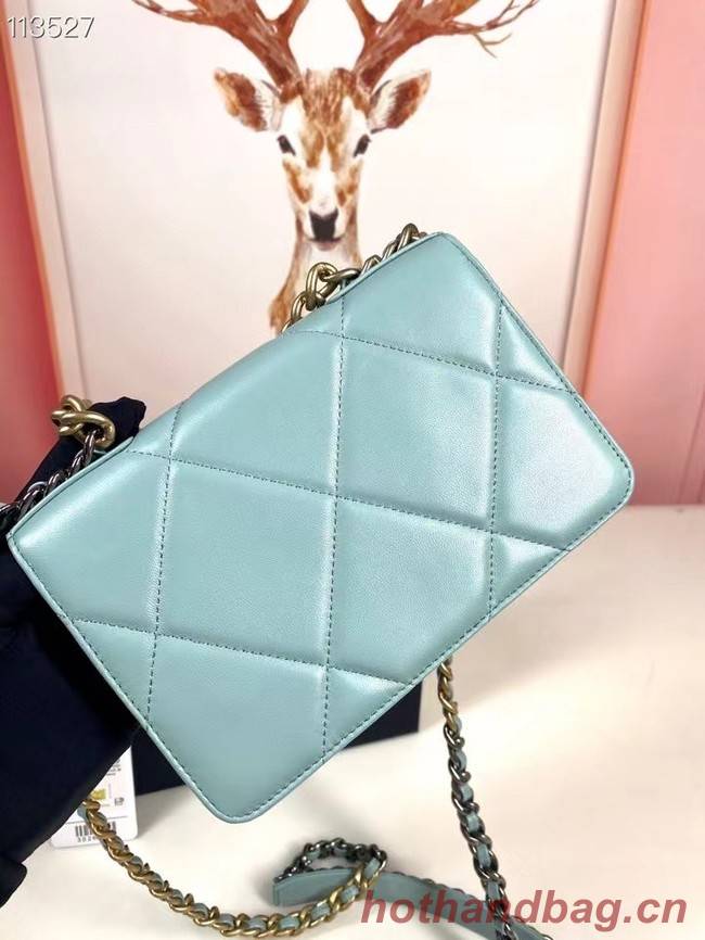 Chanel 19 Classic Sheepskin Leather Chain Wallet AP0957 sky blue