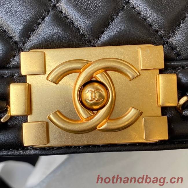 BOY CHANEL HANDBAG Gold-Tone Metal A67086 BLACK