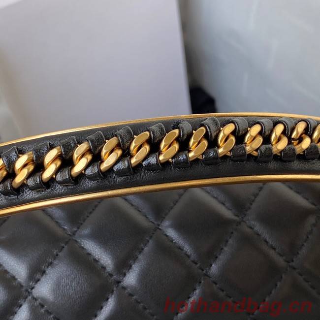 BOY CHANEL HANDBAG Gold-Tone Metal A67086 BLACK