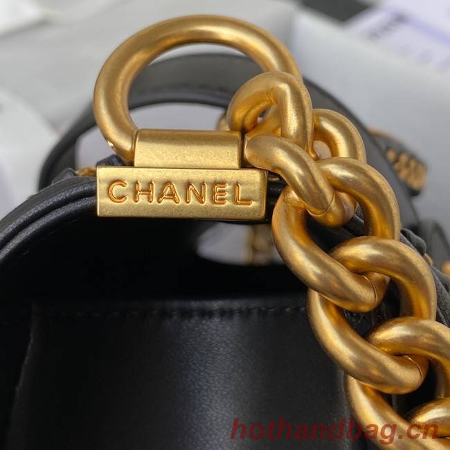 BOY CHANEL HANDBAG Gold-Tone Metal A67086 BLACK