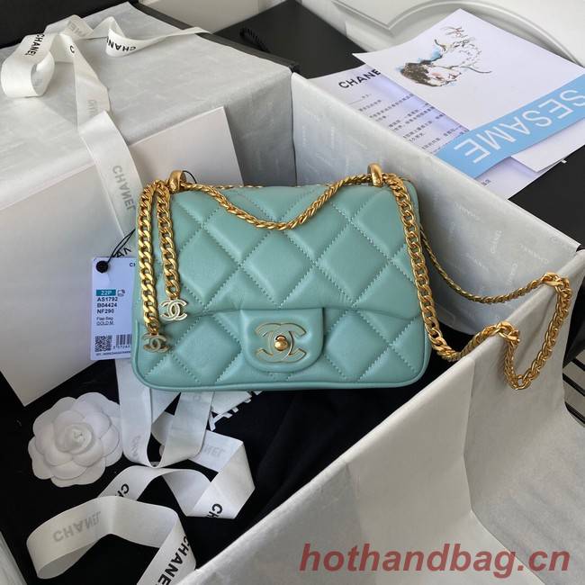 Chanel SMALL Lambskin FLAP BAG AS1792 light blue