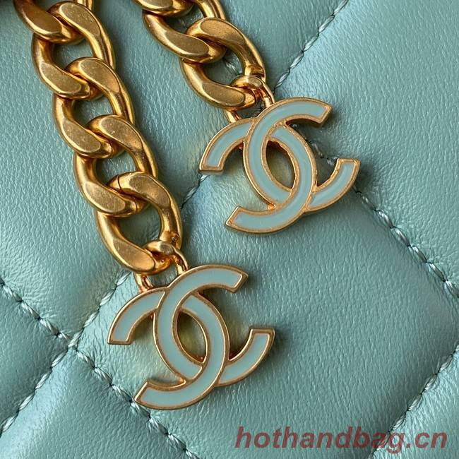 Chanel SMALL Lambskin FLAP BAG AS1792 light blue