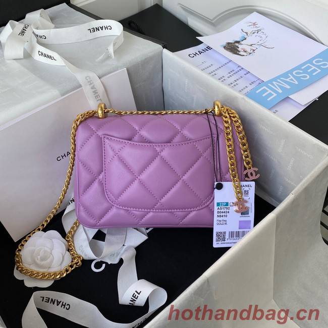 Chanel SMALL Lambskin FLAP BAG AS1792 purple