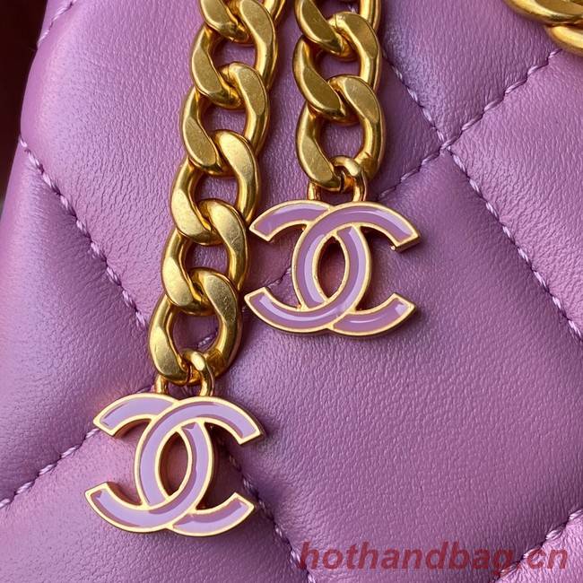 Chanel SMALL Lambskin FLAP BAG AS1792 purple