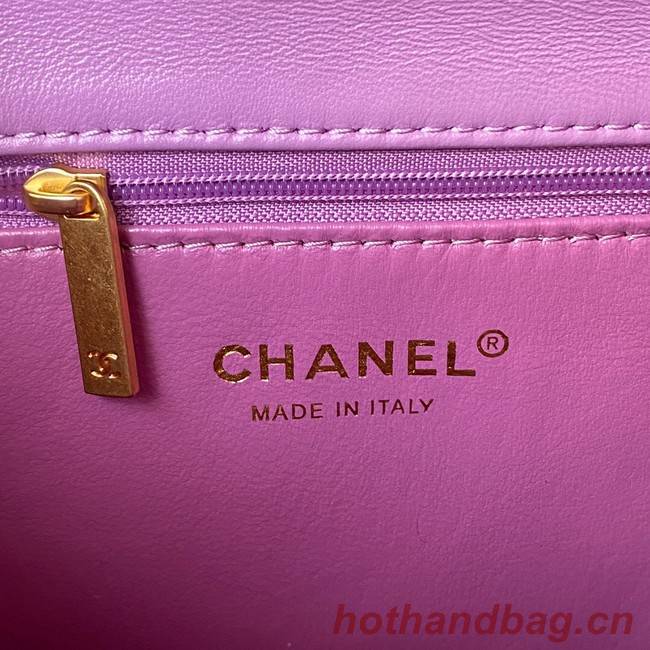 Chanel SMALL Lambskin FLAP BAG AS1792 purple