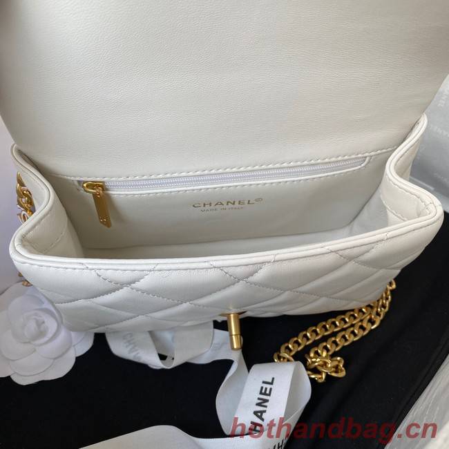 Chanel SMALL Lambskin FLAP BAG AS1792 white