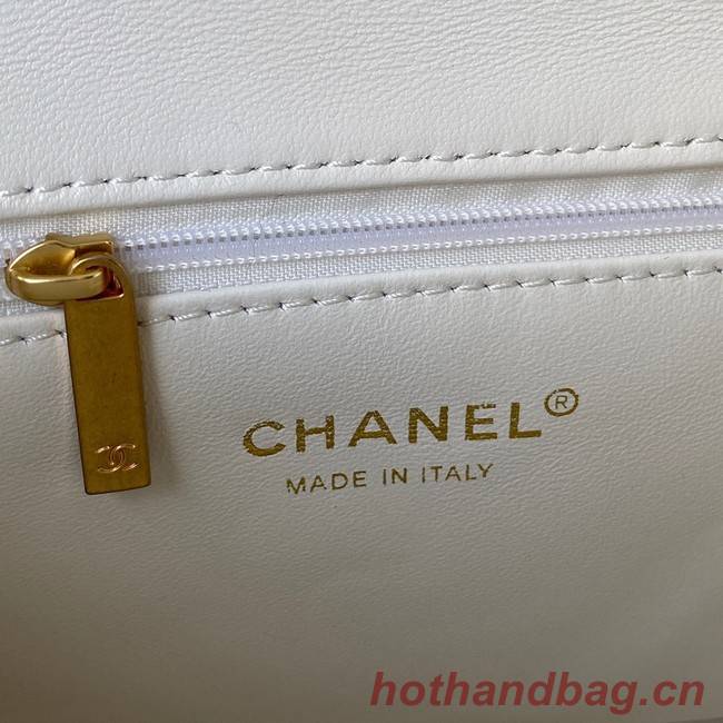 Chanel SMALL Lambskin FLAP BAG AS1792 white