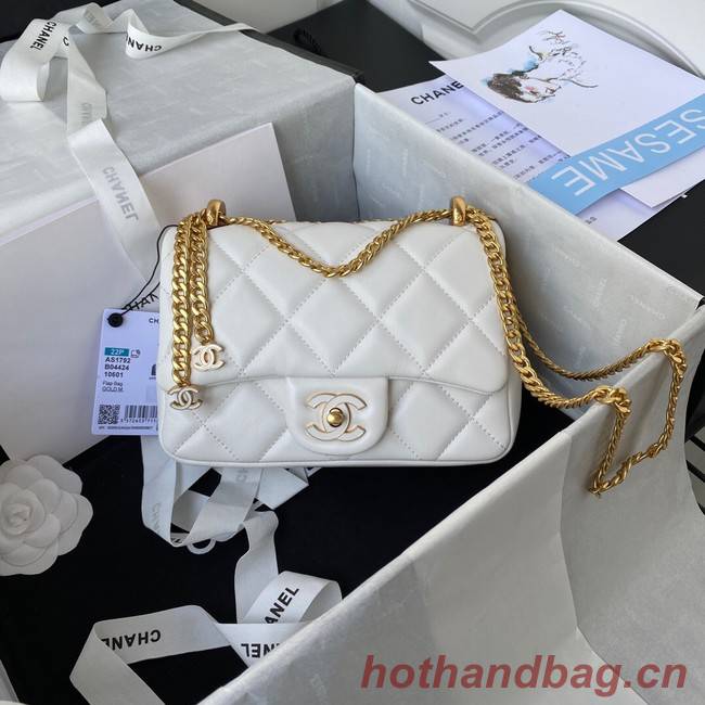 Chanel SMALL Lambskin FLAP BAG AS1792 white