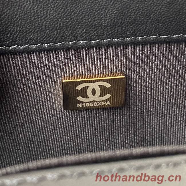 SMALL BOY CHANEL HANDBAG Gold-Tone Metal A67085 BLACK