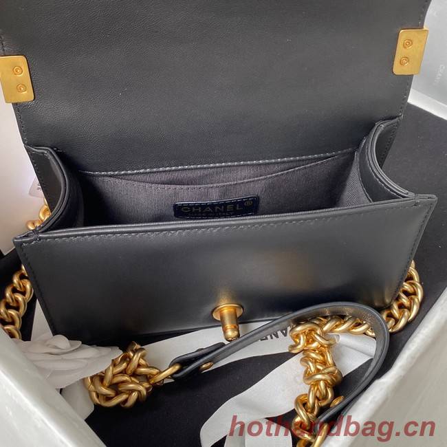 SMALL BOY CHANEL HANDBAG Gold-Tone Metal A67085 BLACK