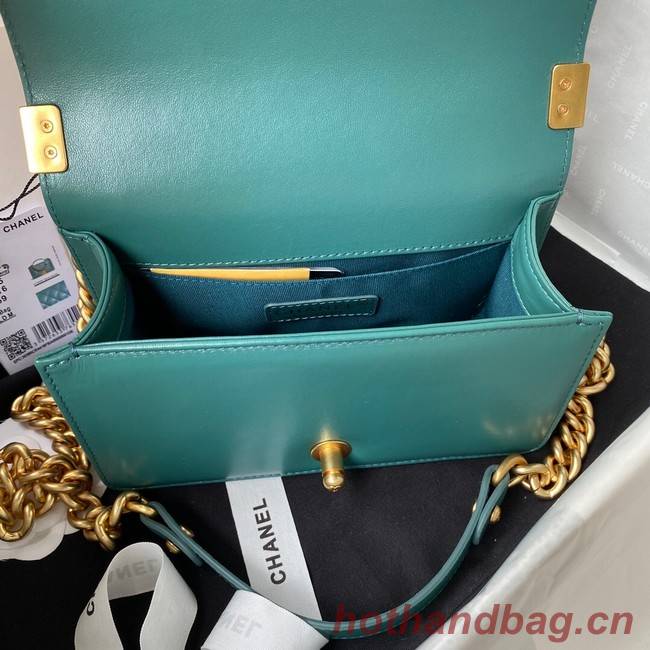 SMALL BOY CHANEL HANDBAG Gold-Tone Metal A67085 GREEN