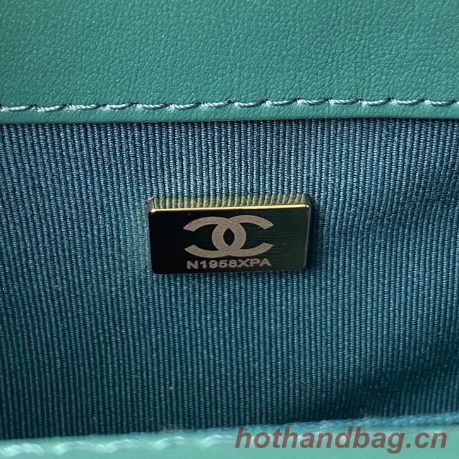 SMALL BOY CHANEL HANDBAG Gold-Tone Metal A67085 GREEN