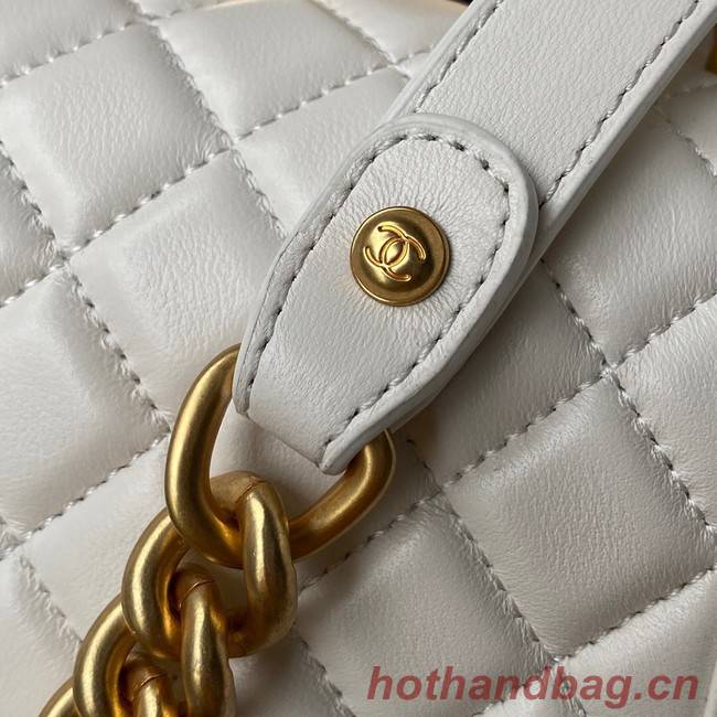 SMALL BOY CHANEL HANDBAG Gold-Tone Metal A67085 WHITE