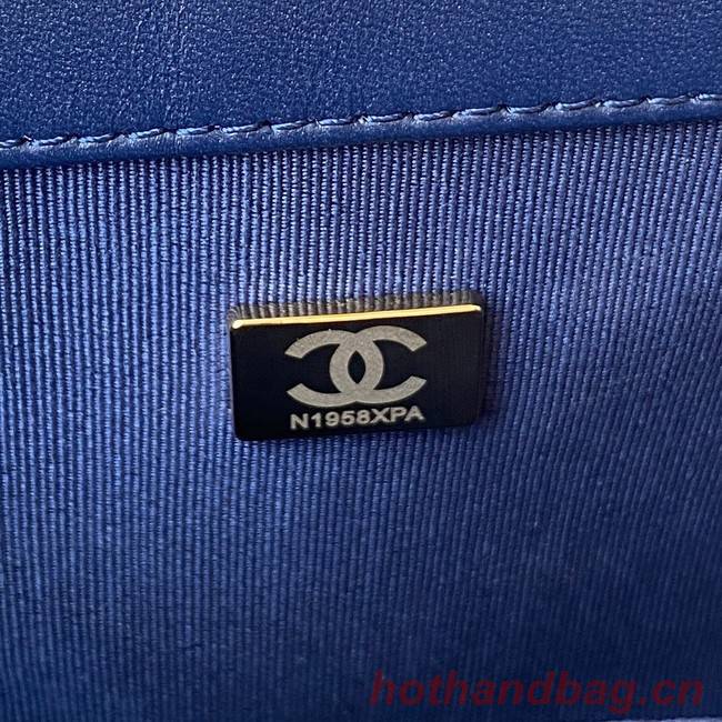 BOY CHANEL HANDBAG Gold-Tone Metal A67086 dark blue