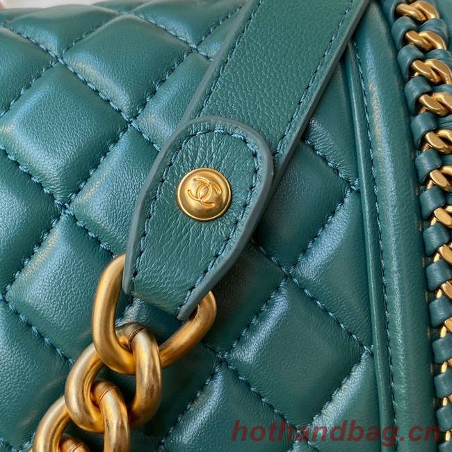 BOY CHANEL HANDBAG Gold-Tone Metal A67086 green