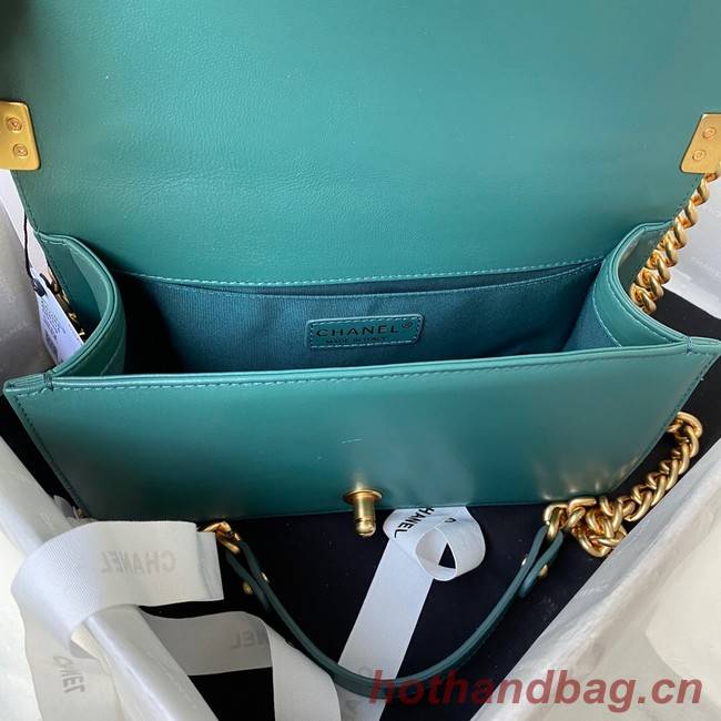 BOY CHANEL HANDBAG Gold-Tone Metal A67086 green