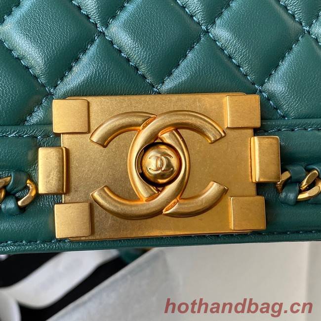 BOY CHANEL HANDBAG Gold-Tone Metal A67086 green