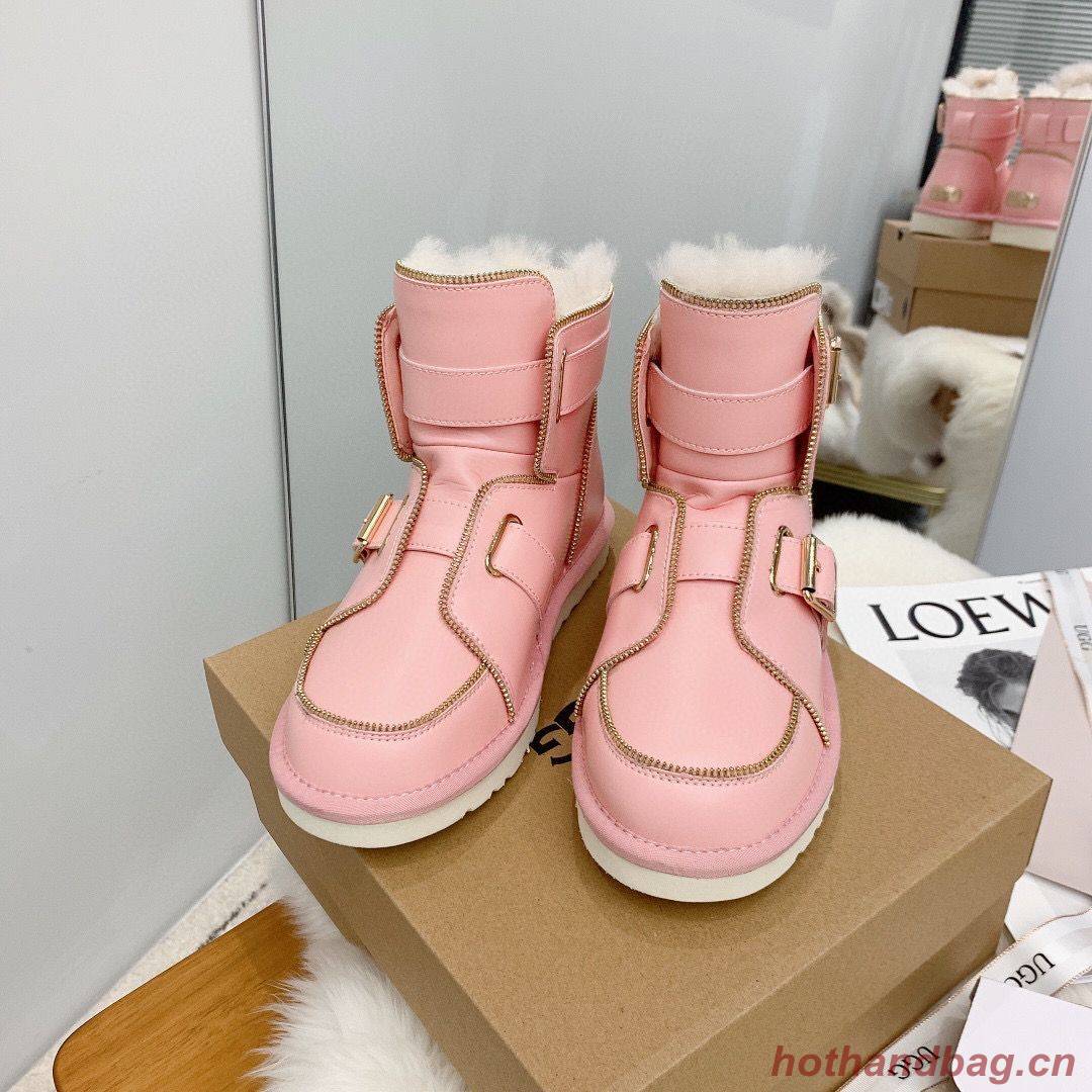 UGG Locomotive Boots Original Leather Full Wool Shoes UGG10360 Pink