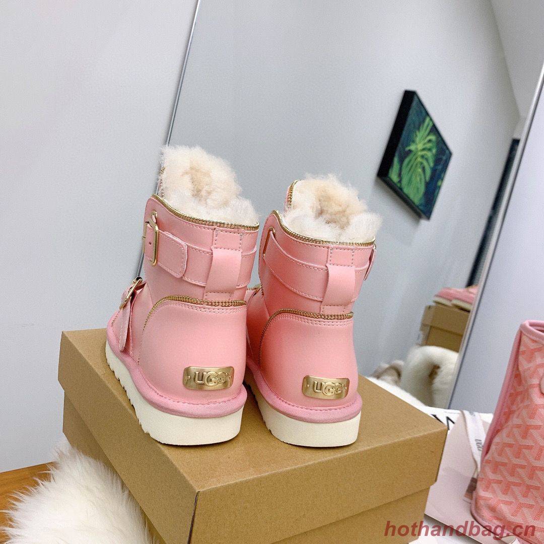 UGG Locomotive Boots Original Leather Full Wool Shoes UGG10360 Pink