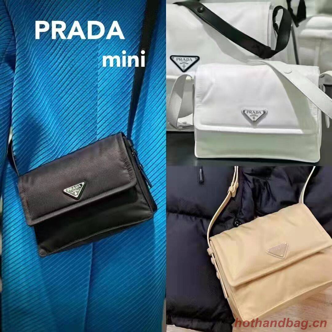 Prada Re-Nylon and nappa leather  shoulder bag 1BM313 black