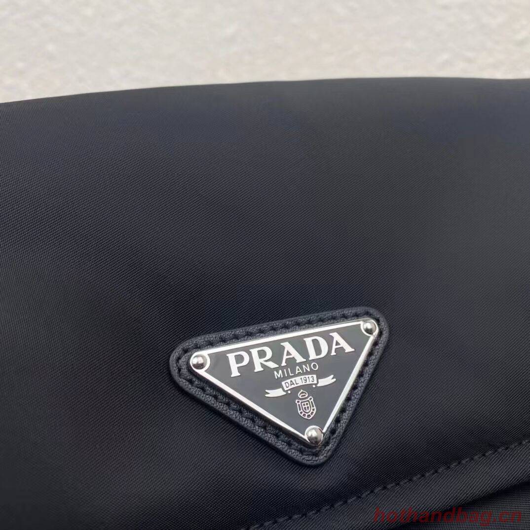 Prada Re-Nylon and nappa leather  shoulder bag 1BM313 black