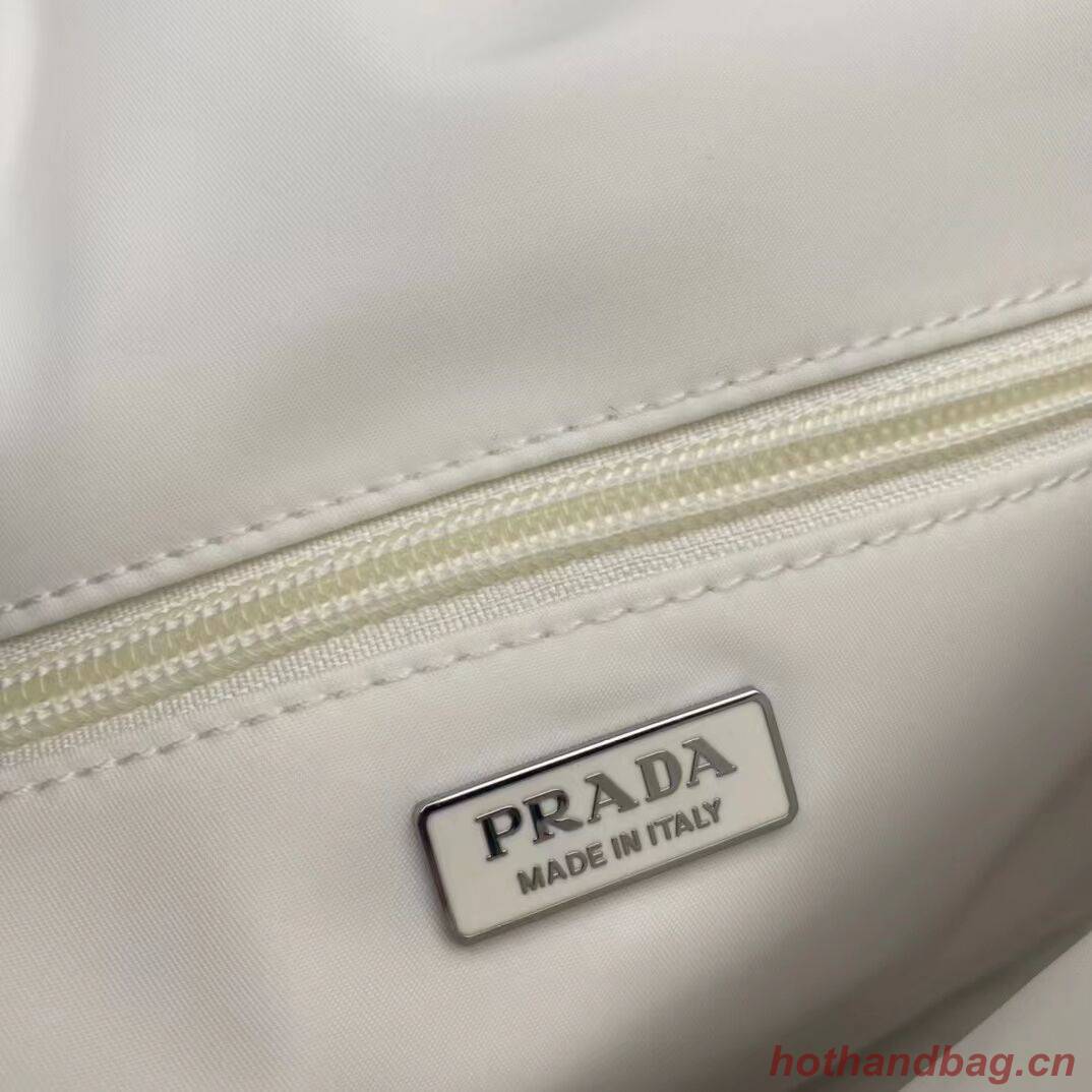 Prada Re-Nylon and nappa leather  shoulder bag 1BM313 white