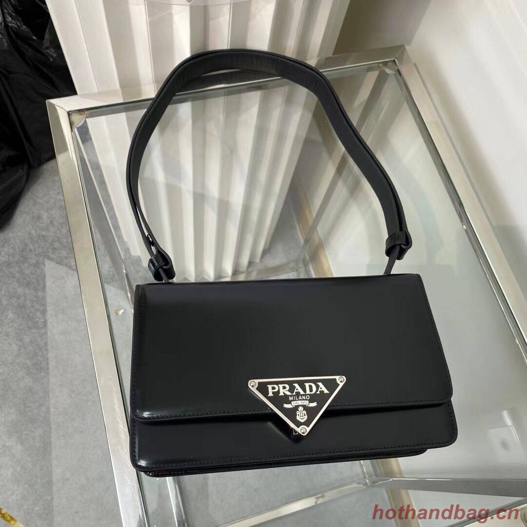 Prada Cleo brushed leather shoulder bag 1BN321 black