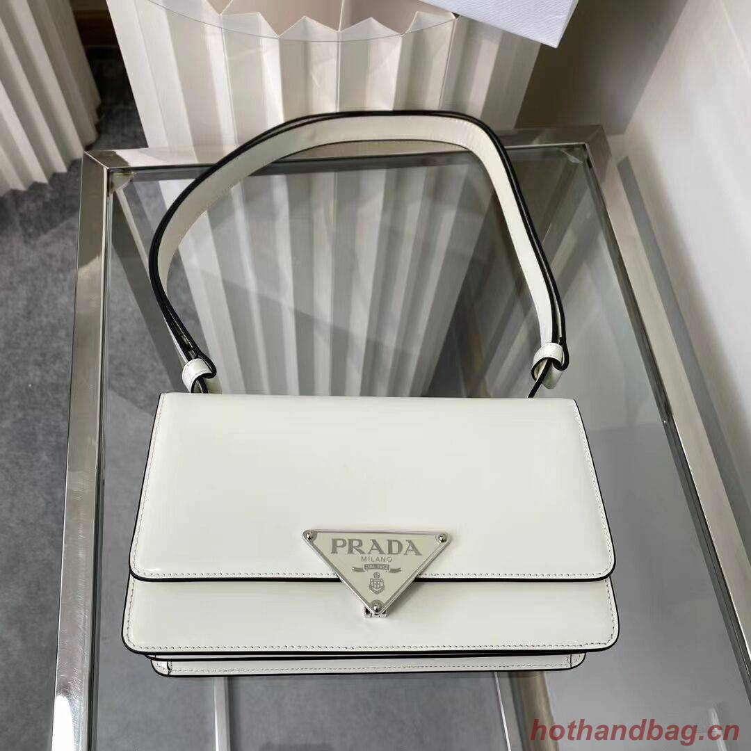 Prada Cleo brushed leather shoulder bag 1BN321 white