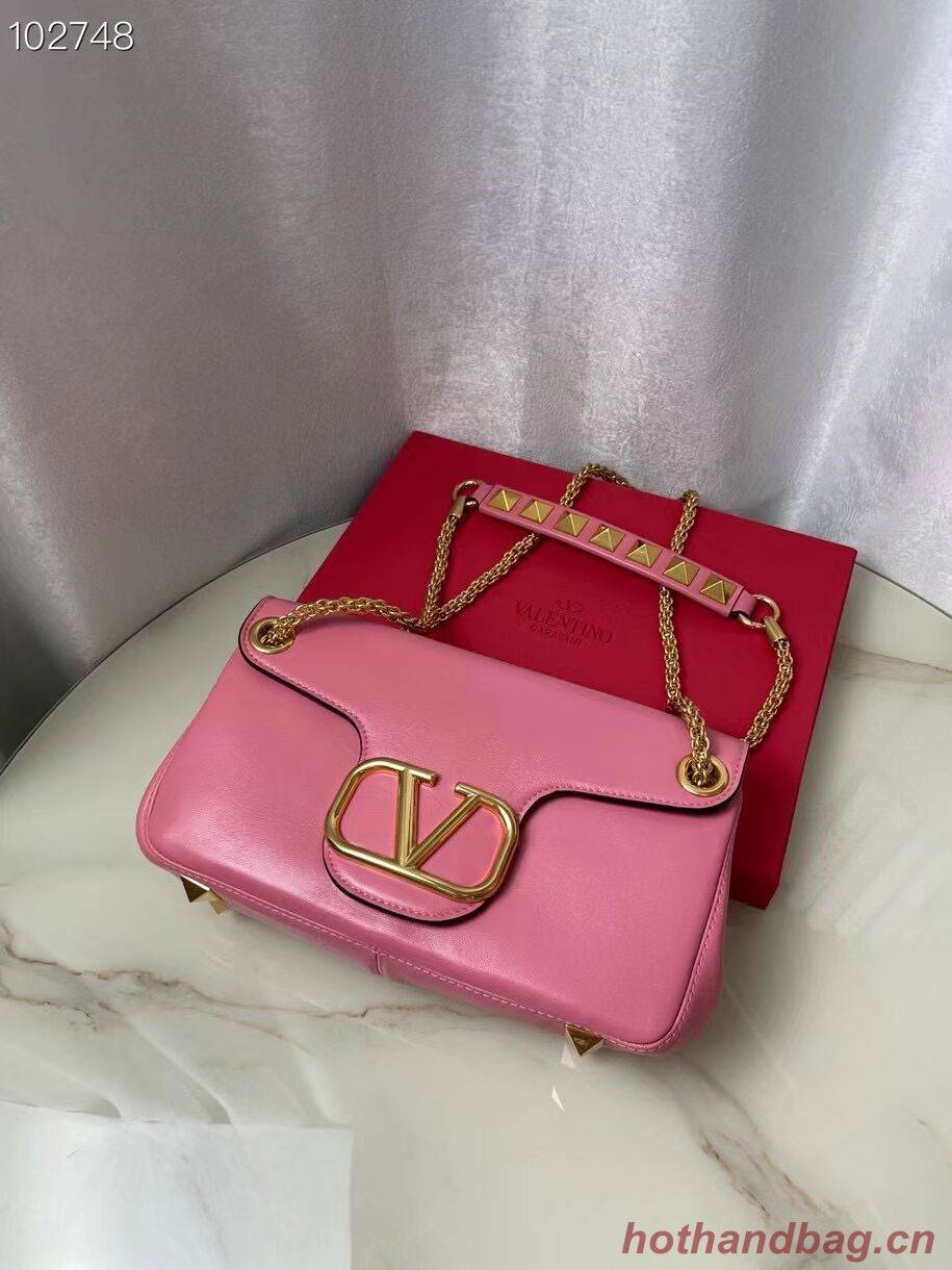 VALENTINO GARAVANI Stud Sign nappa Shoulder Bag NL098 pink