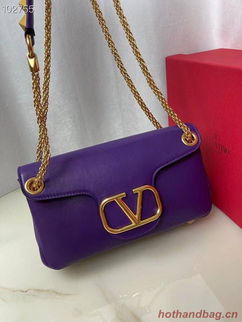 VALENTINO GARAVANI Stud Sign nappa Shoulder Bag NL098 purple