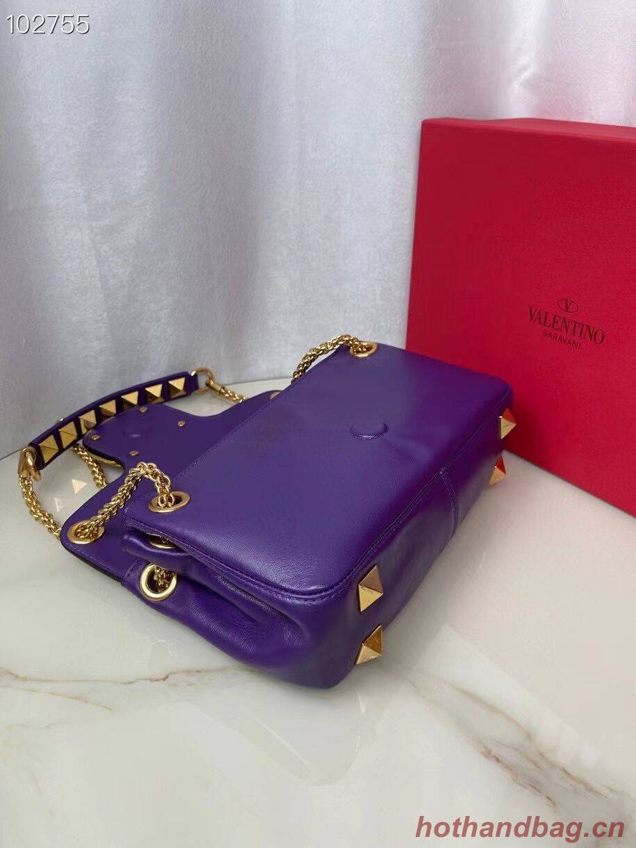 VALENTINO GARAVANI Stud Sign nappa Shoulder Bag NL098 purple