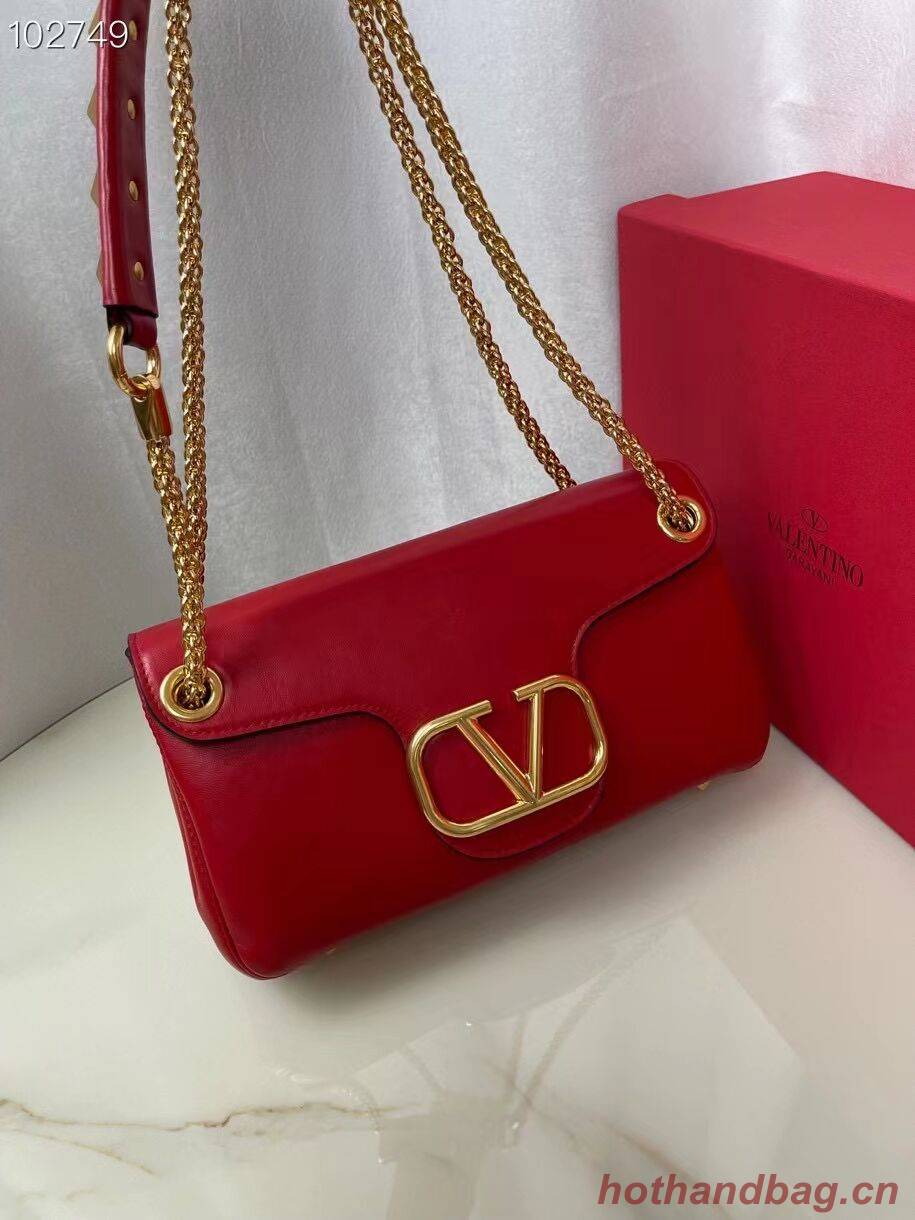 VALENTINO GARAVANI Stud Sign nappa Shoulder Bag NL098 red