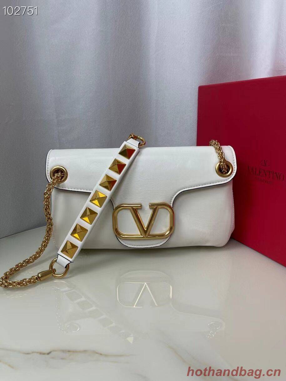 VALENTINO GARAVANI Stud Sign nappa Shoulder Bag NL098 white