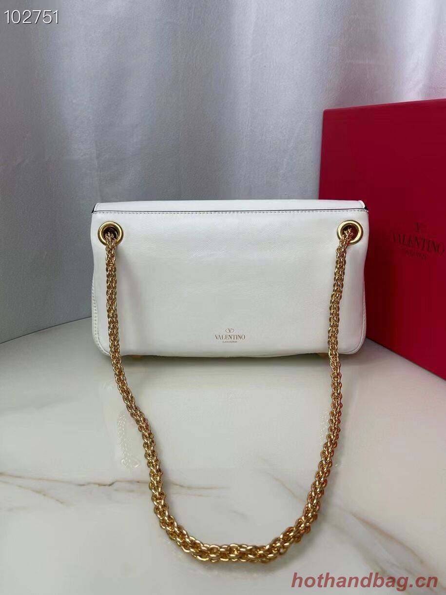 VALENTINO GARAVANI Stud Sign nappa Shoulder Bag NL098 white