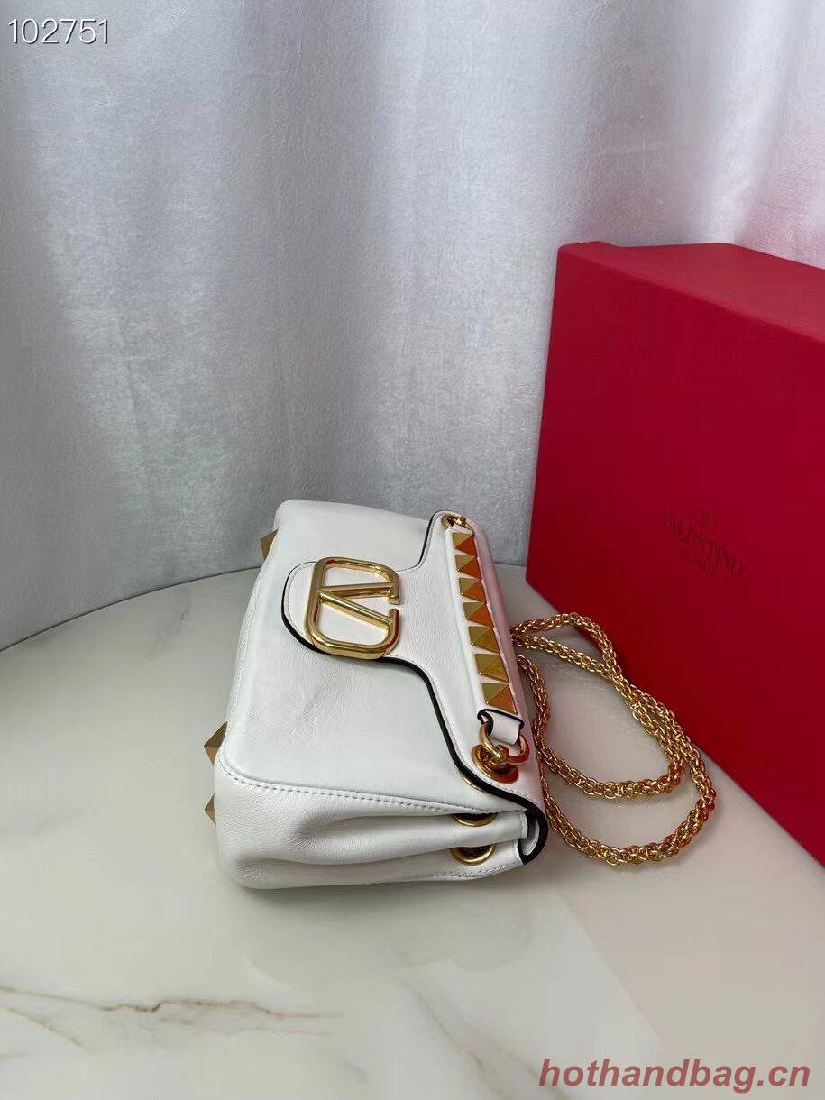 VALENTINO GARAVANI Stud Sign nappa Shoulder Bag NL098 white