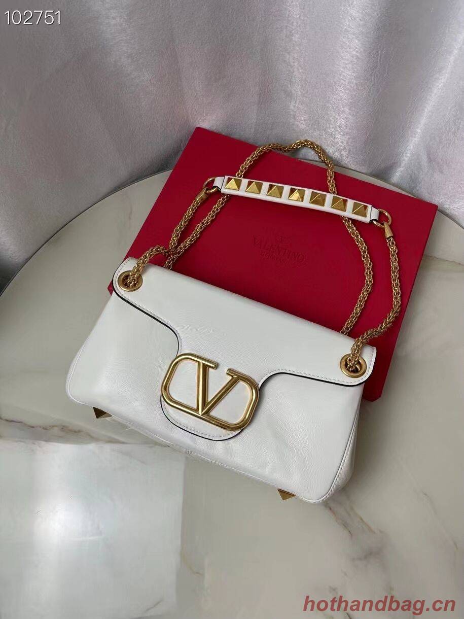 VALENTINO GARAVANI Stud Sign nappa Shoulder Bag NL098 white