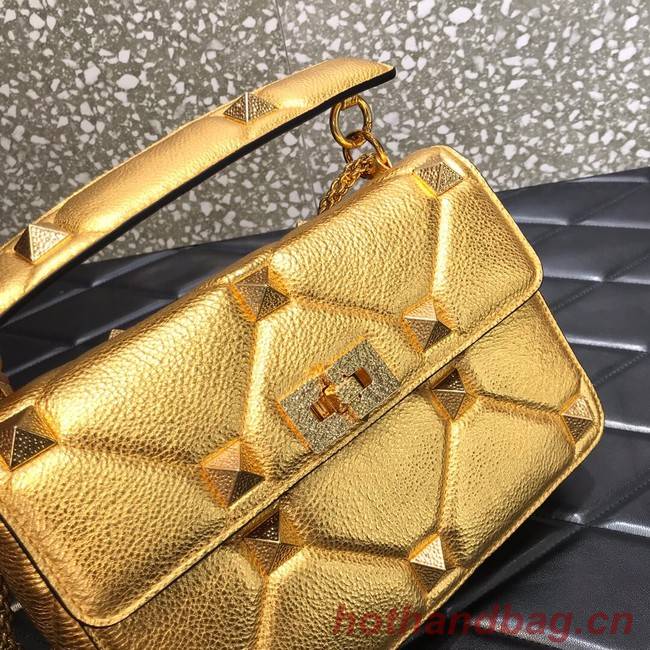 VALENTINO GARAVANI Grained Calfskin Shoulder Bag 2B0I59 gold