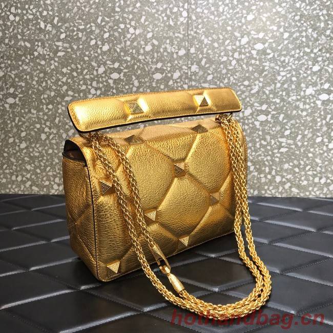 VALENTINO GARAVANI Grained Calfskin Shoulder Bag 2B0I59 gold