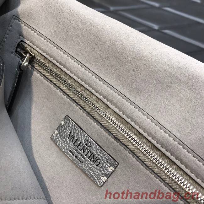 VALENTINO GARAVANI Grained Calfskin Shoulder Bag 2B0I60 silver